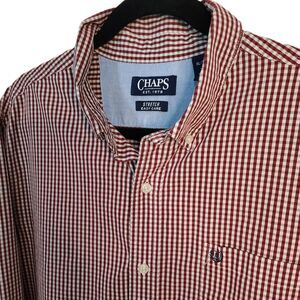 CHAPS Plaid Long Sleeve Button-Down Men's XL Dress & Casual Shirt Red White